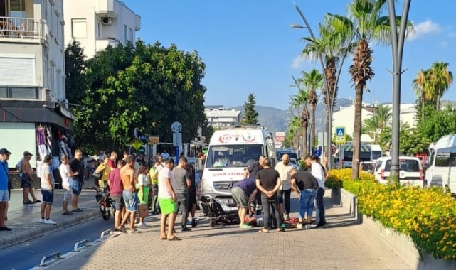 Ani fren yapan motosiklet takla attı
