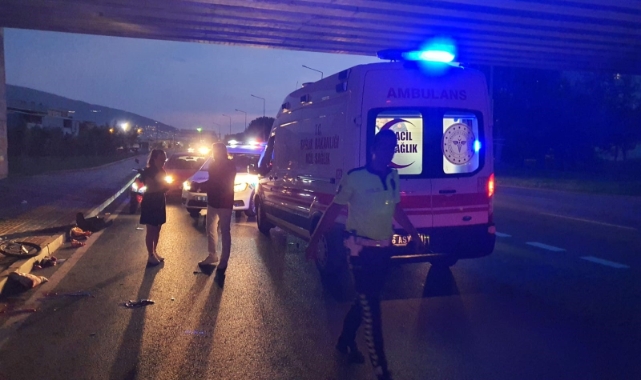 Bursa'da otomobil bisiklet sürücüsüne çarptı!