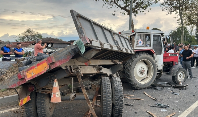 Cip, belediye işçilerini taşıyan traktöre çarptı: 6 yaralı