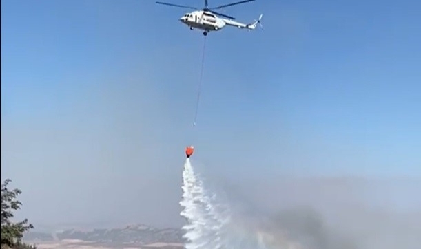 Deprem bölgesinde korkutan orman yangını