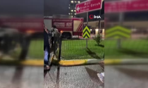 Hastane otoparkında çıkan yangın korkuttu