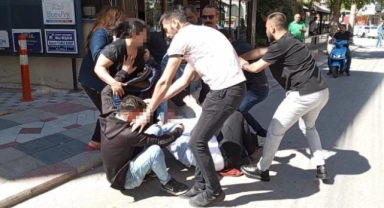 Kadınlar saç baş, erkekler tekmeli yumruklu birbirine girdi