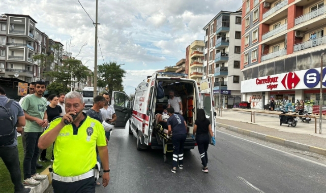 Milas’ta motosiklet sürücüsünü kaskı kurtardı