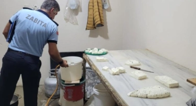 Peynir imalathanesinde mide bulandıran görüntü!