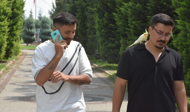 Şakir isimli papağan motosikletle şehir turu atıyor