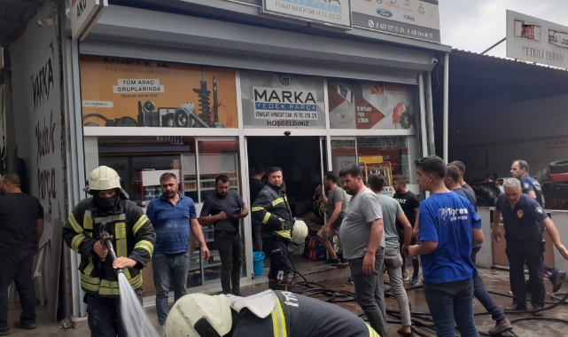 Yedek parça dükkanında yangın