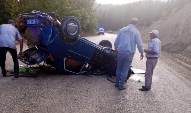 Burdur’da kontrolden çıkan otomobil takla attı: 3 yaralı