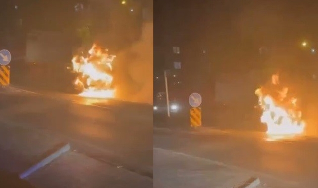 Bursa’da otomobil alevlere teslim oldu
