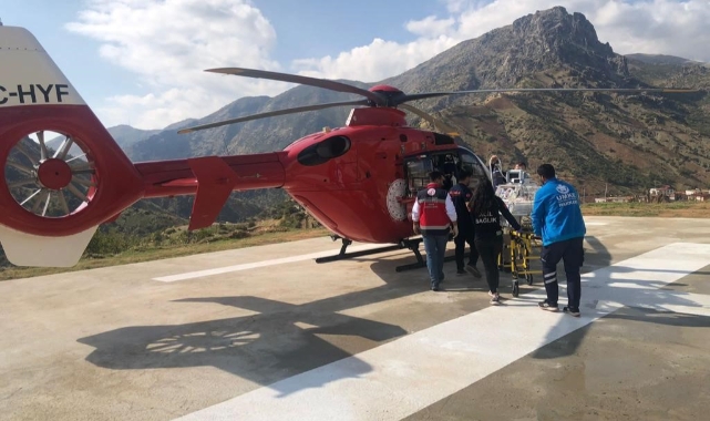 Hipotermi geçiren bebek için helikopter havalandı