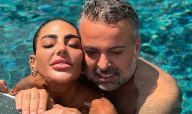 Süreyya Yalçın'dan havuzda romantik kareler