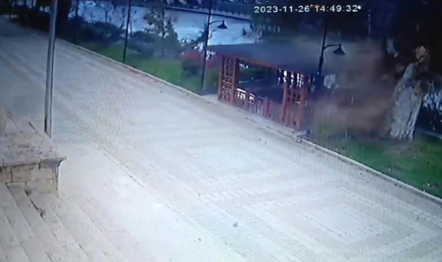  Amasya’da fırtına asırlık çınarı devirdi