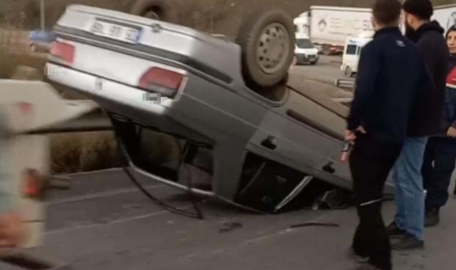 Bursa’da kontrolden çıkan otomobil takla attı: 1 yaralı