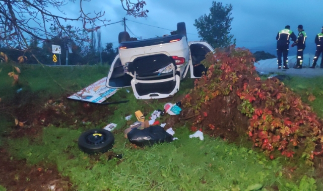 Bursa'da otomobil takla attı! 1 Kişi yaralandı