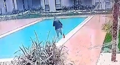 Bursa'da şaşkın kurye havuzu boyladı!
