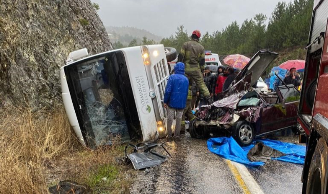Bursa'da taziye otobüsü otomobille çarpıştı: 1 ölü, 5 yaralı
