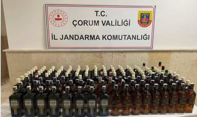 Çorum’da 59 şişe kaçak alkol ele geçirildi