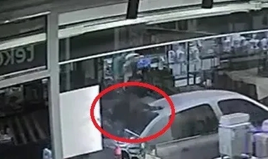 Seyir halindeki otomobilin üzerine keçi düştü