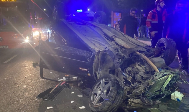 Takla atan otomobil metrelerce sürüklendi: