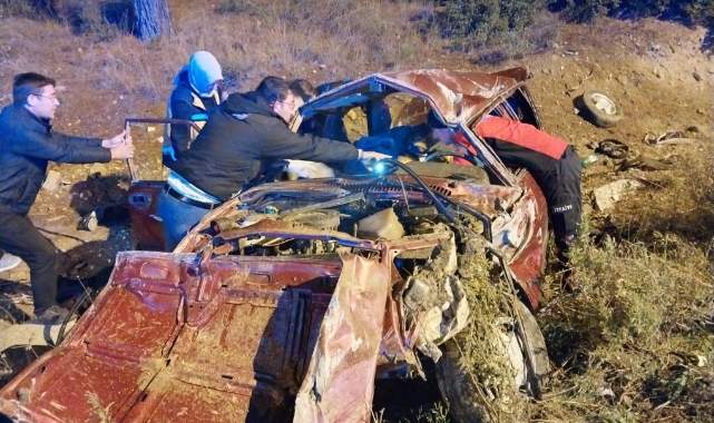 Burdur’da kontrolden çıkan otomobil takla attı