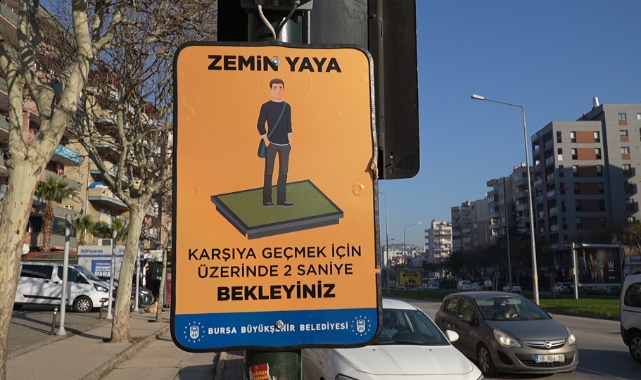 Bursa'da butonsuz yaya geçidi! 'Zemin yaya' uygulaması hizmette