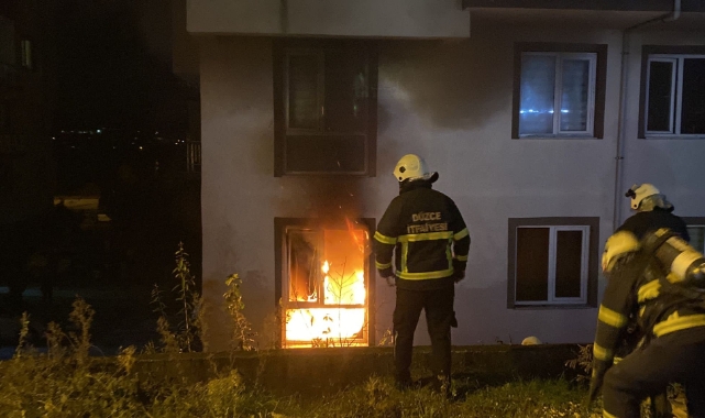 Düzce’de apartman dairesinde yangın