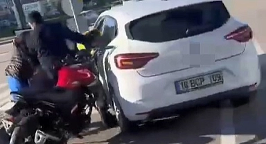 Motosiklet sürücüsünü darp eden şahıs yakalandı!