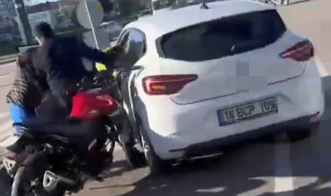 Motosiklet sürücüsünü darp eden şahıs yakalandı!