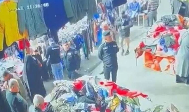 Pazarın içinde polisi vurdu!