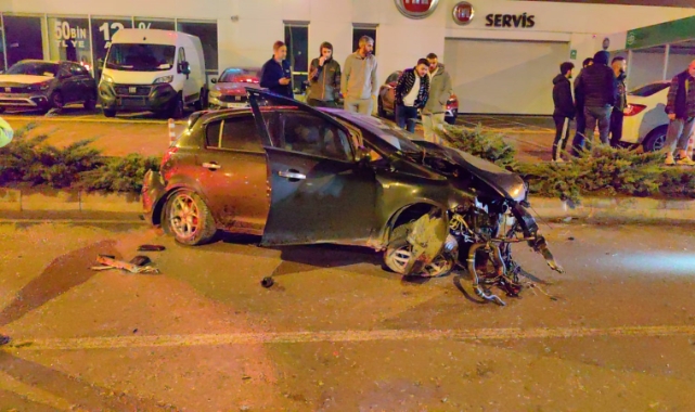 Bursa’da kontrolden çıkan otomobil yola uçtu: 1 yaralı