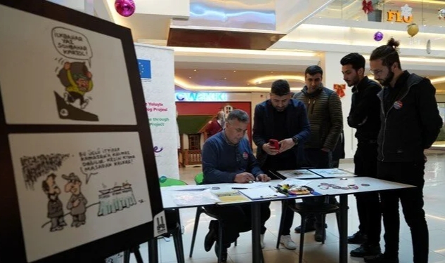 Erzincan’da kış temalı karikatür sergisi açıldı