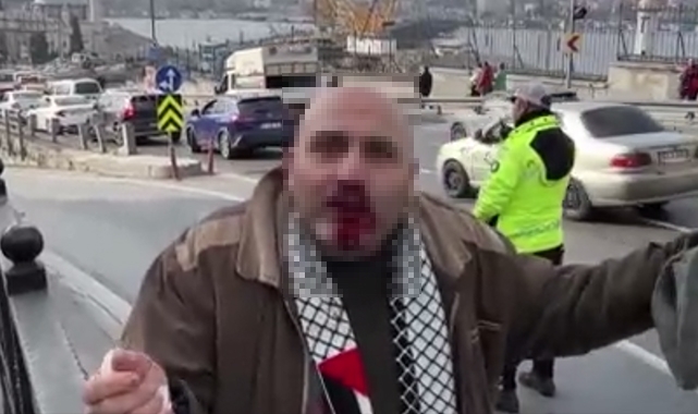 Galata Köprüsü'ndeki yürüyüşten dönen vatandaş saldırıya uğradı
