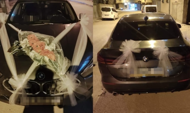 Gelin arabasından çıkanlar şaşkına çevirdi!