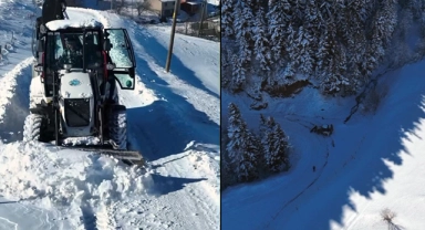 Karla mücadele çalışmaları dronla görüntülendi