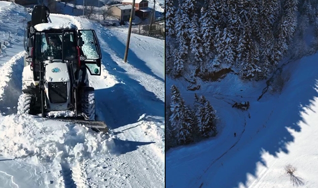 Karla mücadele çalışmaları dronla görüntülendi