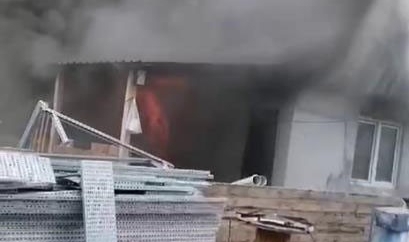 Şantiyede yangın sonrası patlama