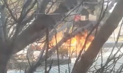Bursa'da park halindeki otobüs alevlere teslim!