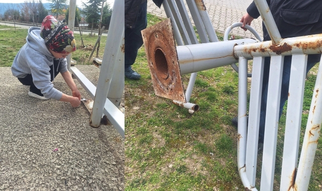 Karabük'te parkta bulunan jimnastik aletlerine sıkışan çocuk kurtarıldı