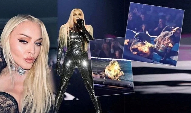 Madonna sahnede düştü