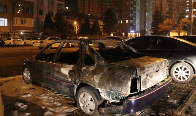 Park halindeki otomobil cayır cayır yandı