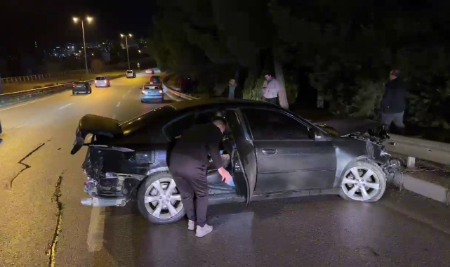 Bariyere çarpan otomobilin sürücüsü yaralandı