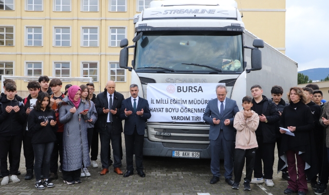 Bursa'da Halk Eğitim Merkezleri tarafından Gazze için hazırlanan yardım TIR'ı yola çıktı