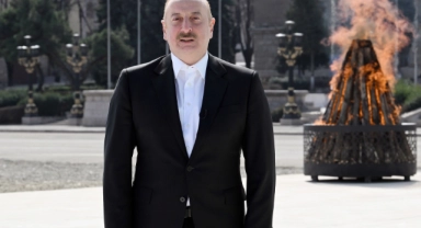 Cumhurbaşkanı Aliyev nevruz ateşini Hankendi’de yaktı