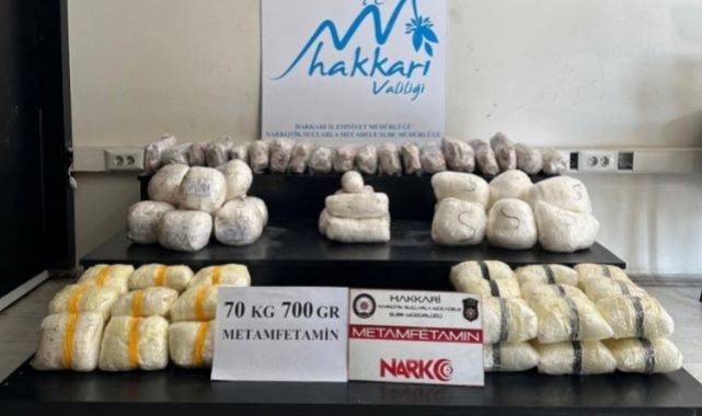 Hakkari'de 70 kilo 700 gram metamfetamin ele geçirildi