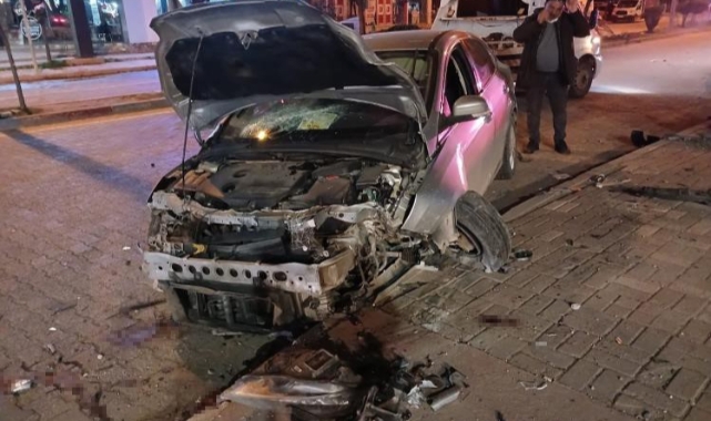Refüje çıkan otomobil sinyalizasyon direğine çarptı: 1 yaralı