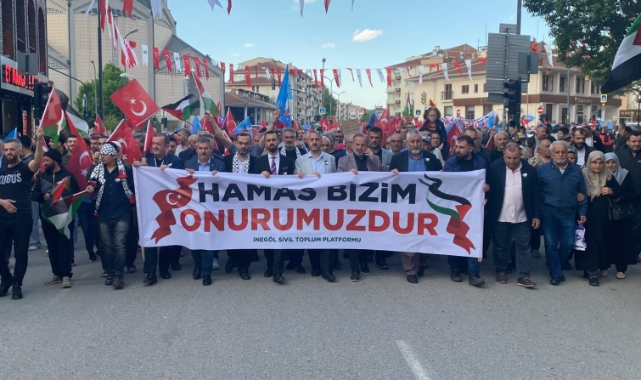 Binlerce İnegöllü Gazze için yürüdü