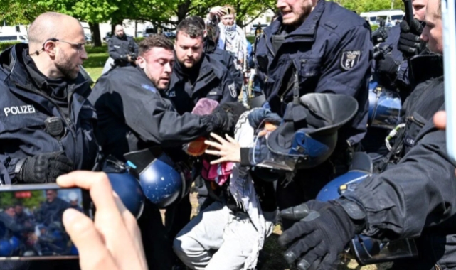 Gazze'ye destek çıkan protestoculara sert muamele