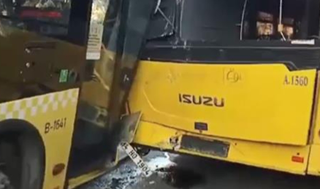 İETT otobüsü duraktaki otobüslere çarptı