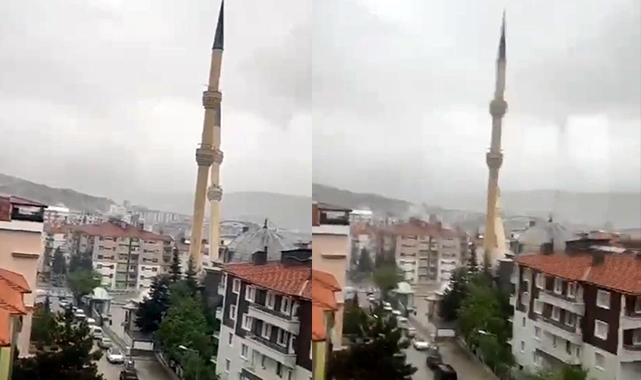 Korku dolu anlar! Minare böyle yıkıldı...