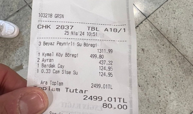 Sosyal medyada o adisyon gündem oldu