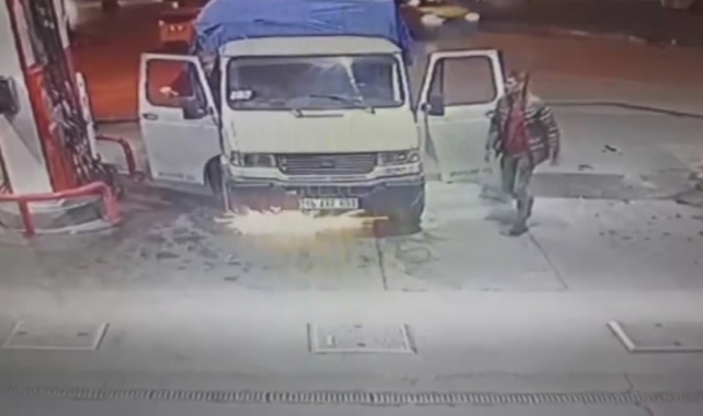 Akaryakıt istasyonunda facia böyle önlendi